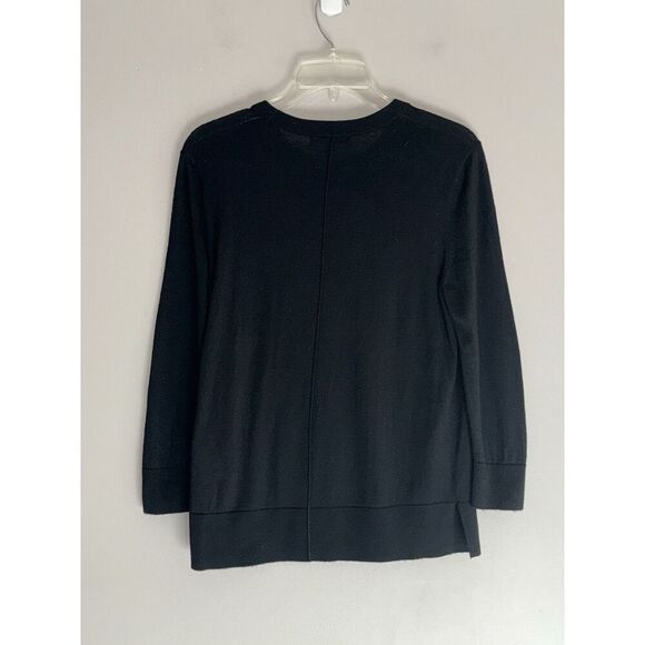 Banana Republic Merino Wool Sweater Top Crew Neck Black Lightweight Womens Small - Picture 2 of 14